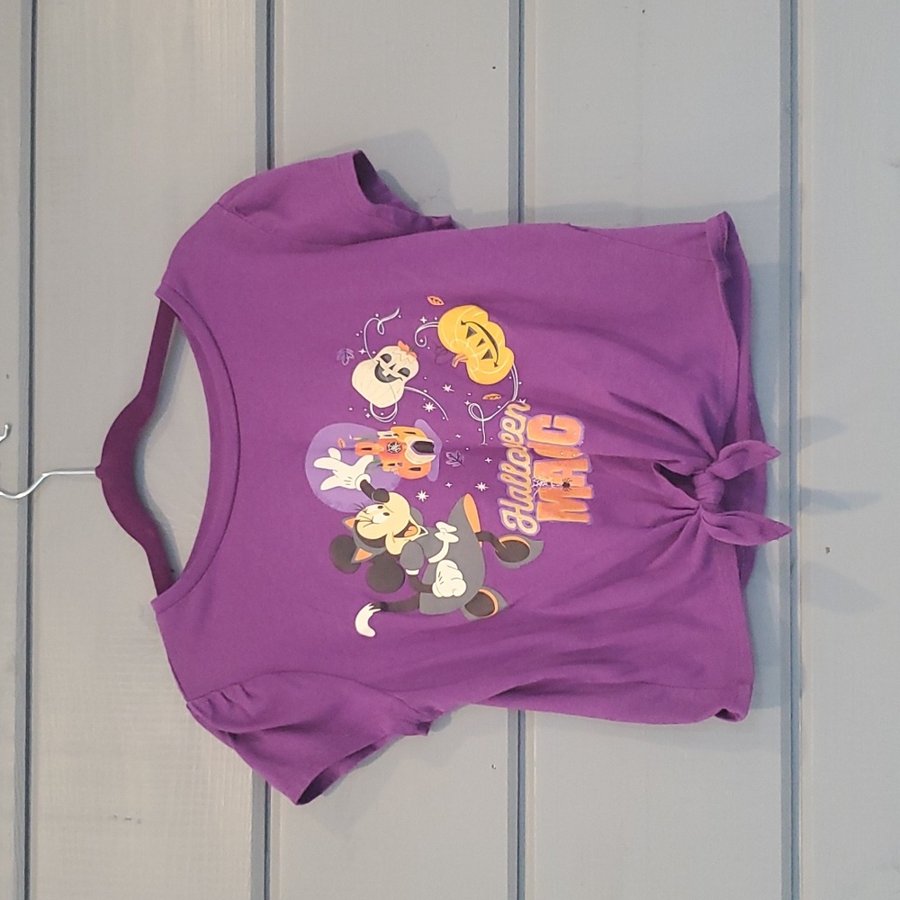Disney Parks Girls Purple Halloween Magic Crop Top Shirt Minnie Large L